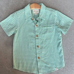 Mint Green Checkered Kids Button-Down Shirt